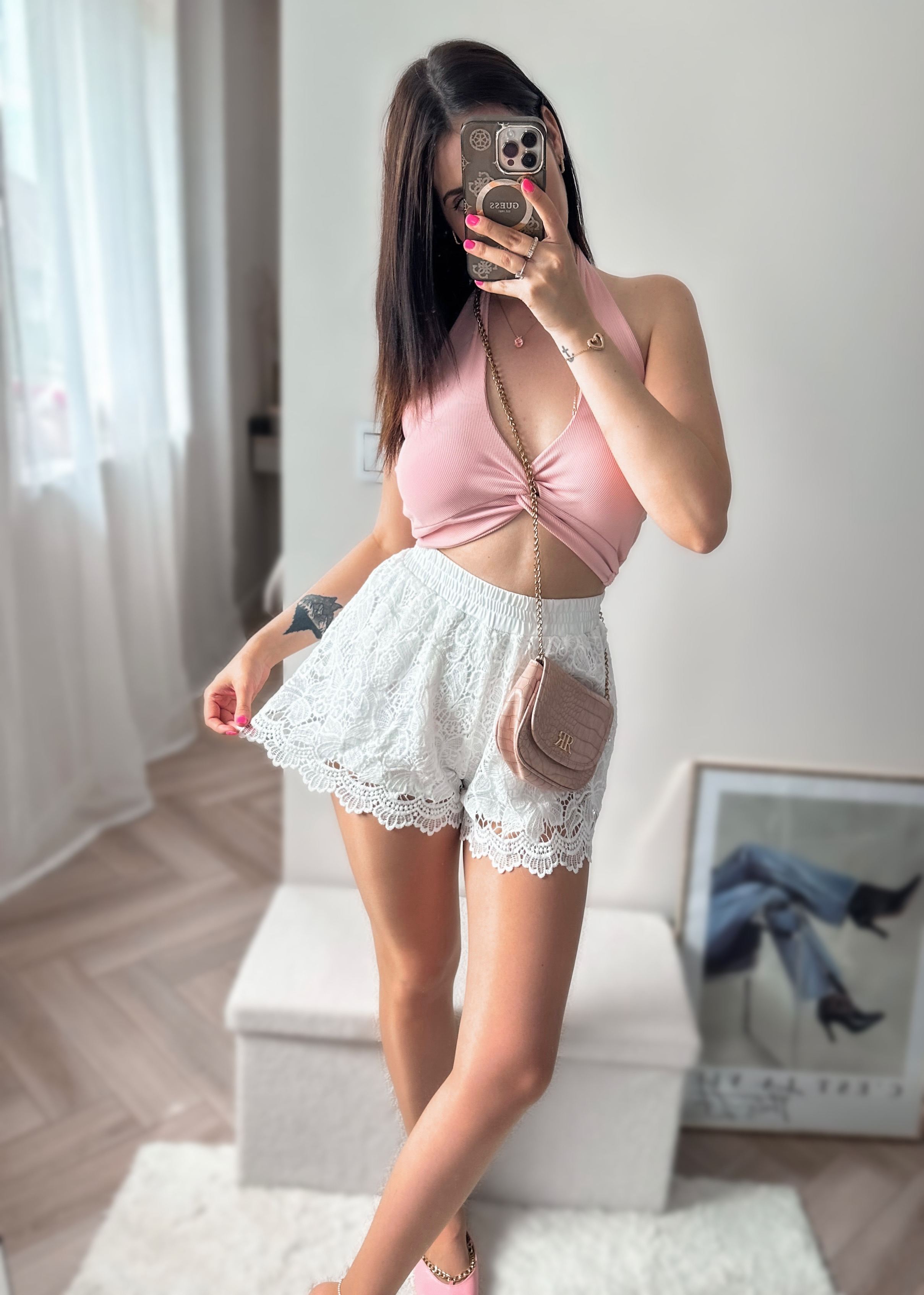 Top wiązany Ginny pudrowy róż zdjęcie 4