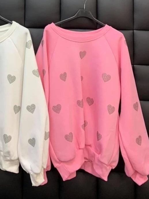 Bluza z aplikacja serduszek Mindy różowa zdjęcie 3
