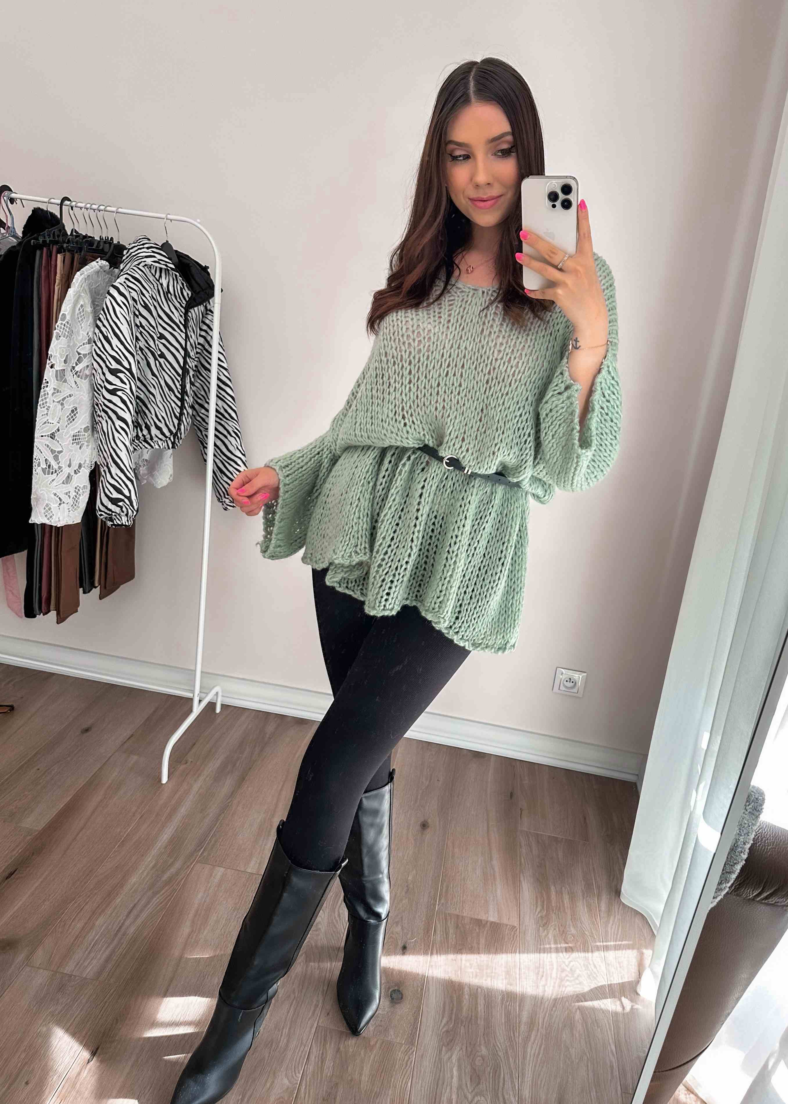 Sweter oversize Niki zielony zdjęcie 1