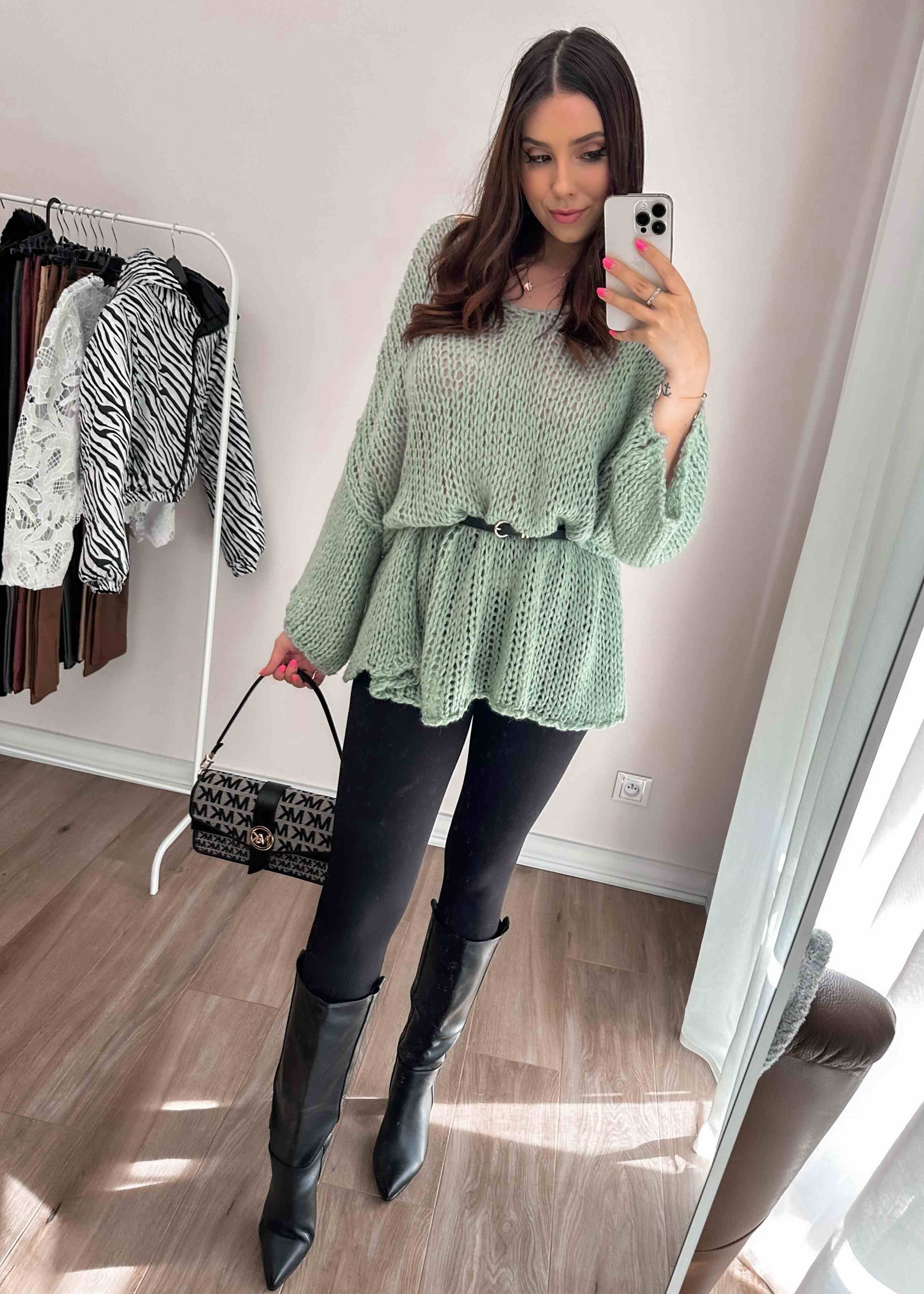 Sweter oversize Niki zielony zdjęcie 2