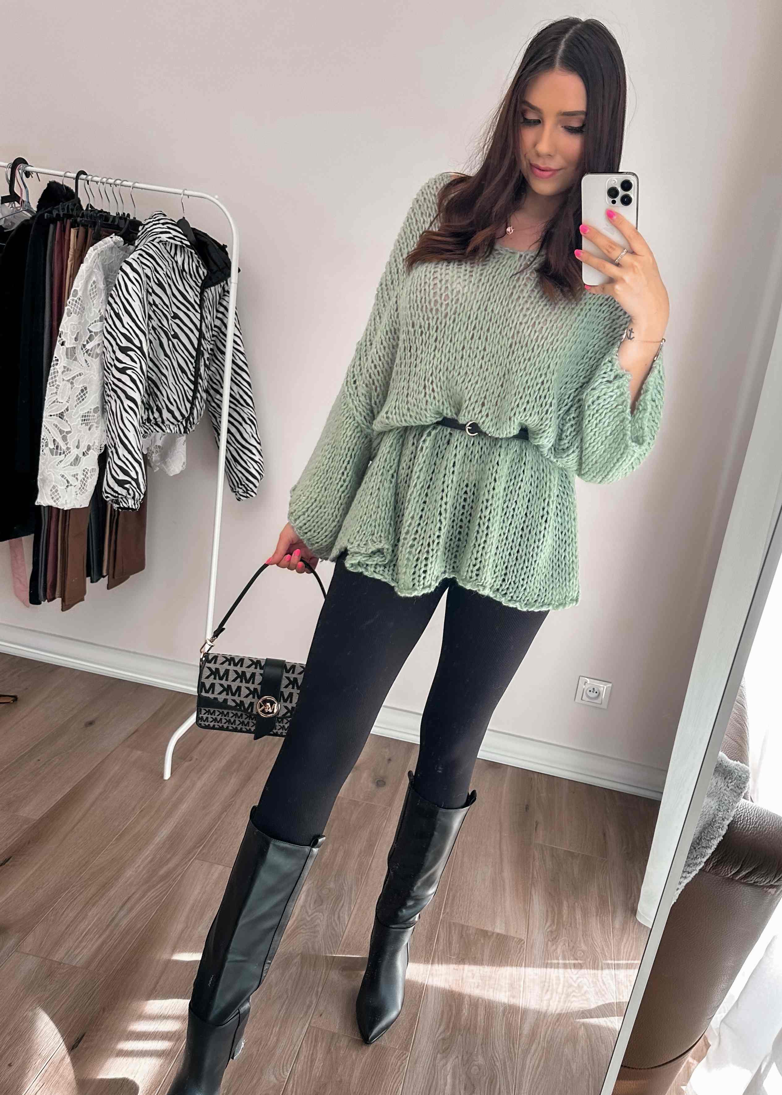Sweter oversize Niki zielony zdjęcie 3