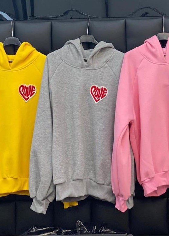 Bluza z kapturem i naszywką Miranda szara zdjęcie 2